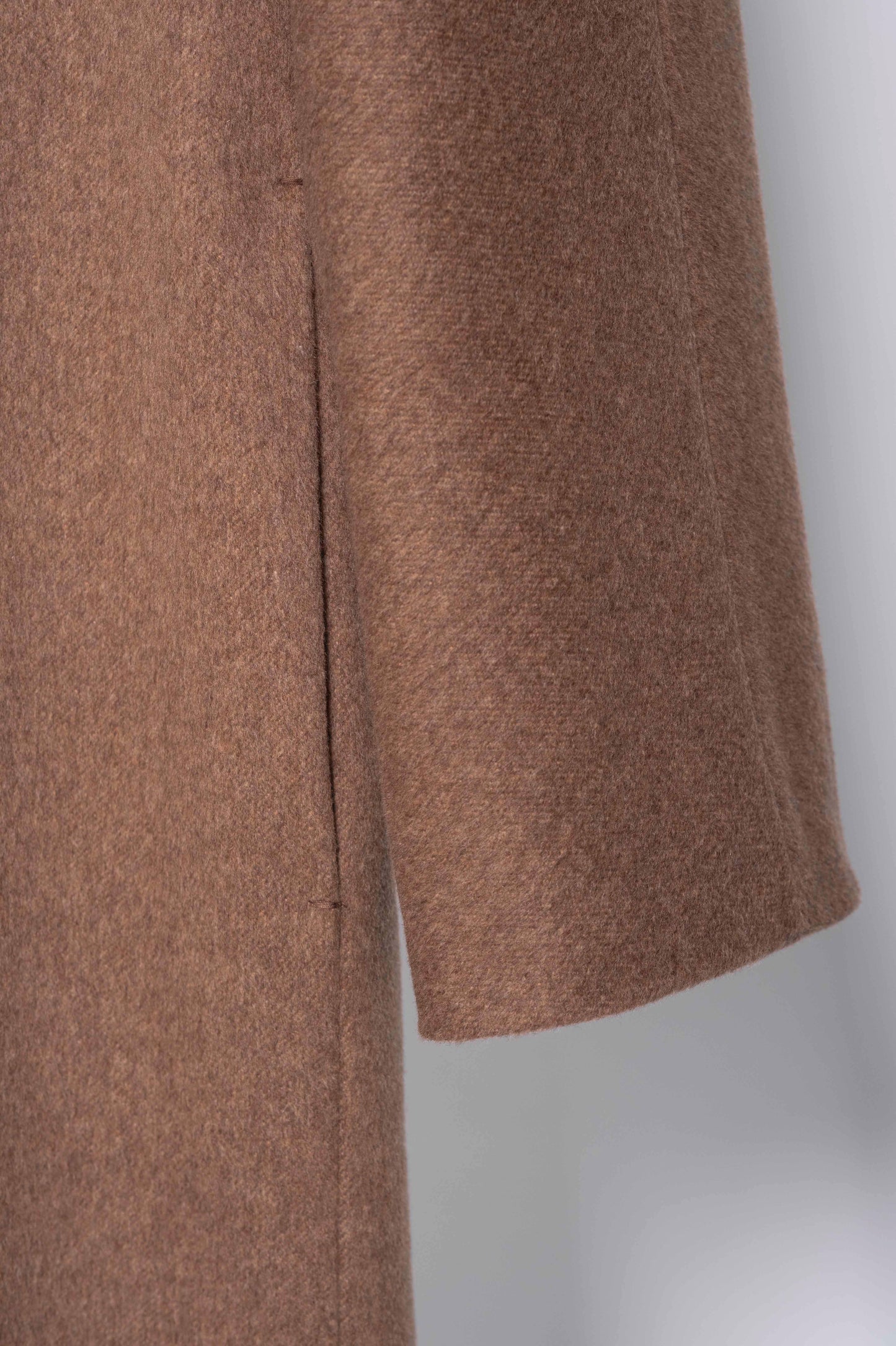Cappotto lungo in lana cammello con collo a rever