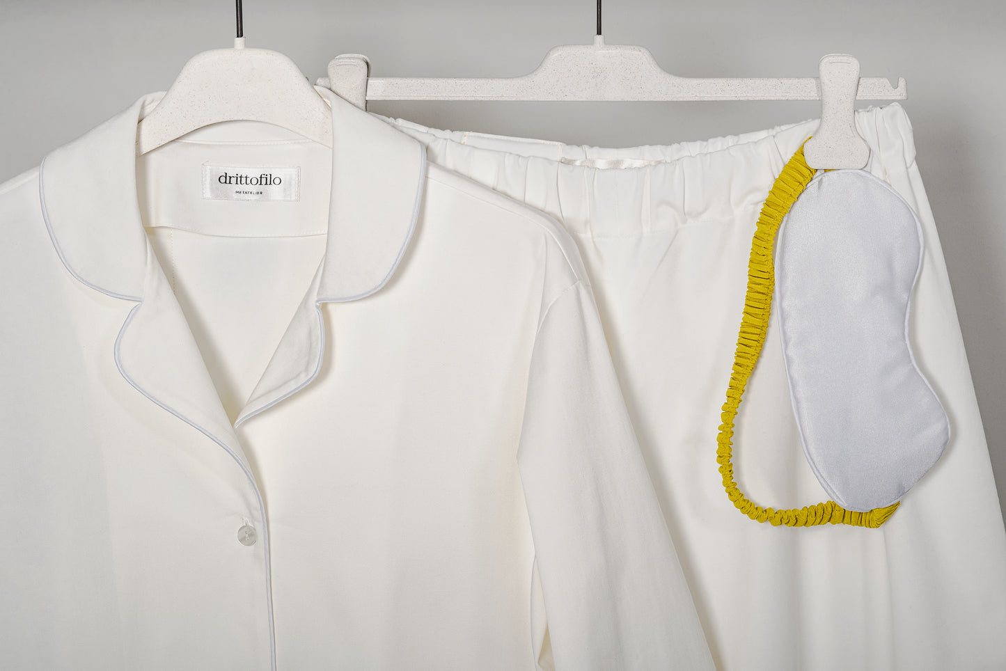 Mascherina da Notte Reversibile "Pure White & Saffron" in Seta