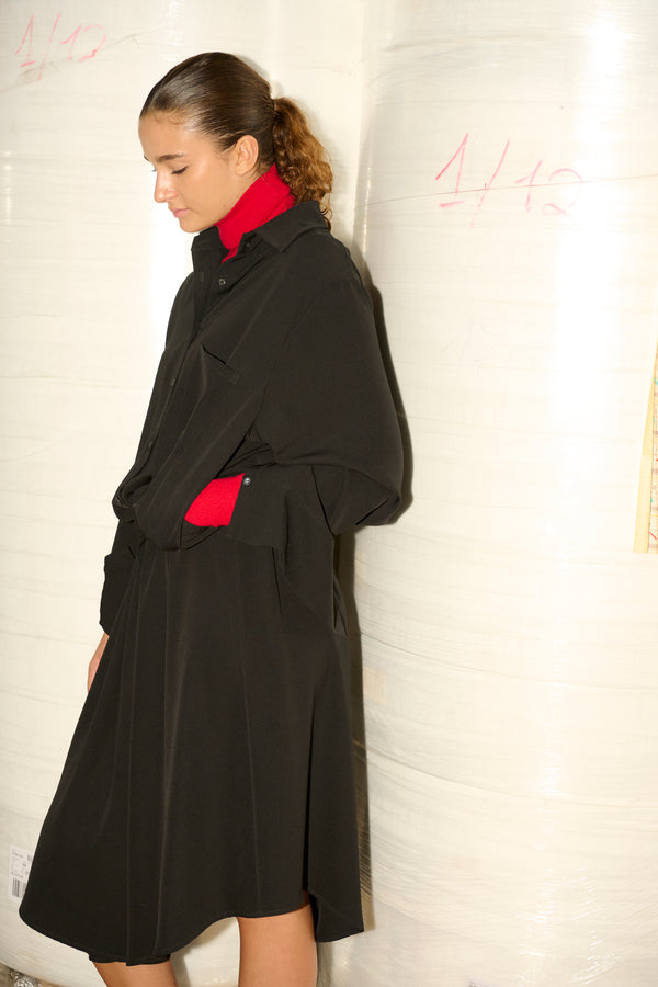 Abito a chemisir nero con coulisse