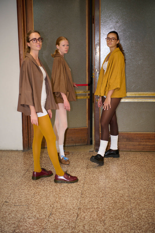 Giacca kimono in lana cammello