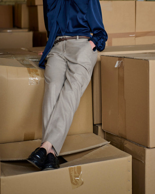Pantalone a sigaretta beige