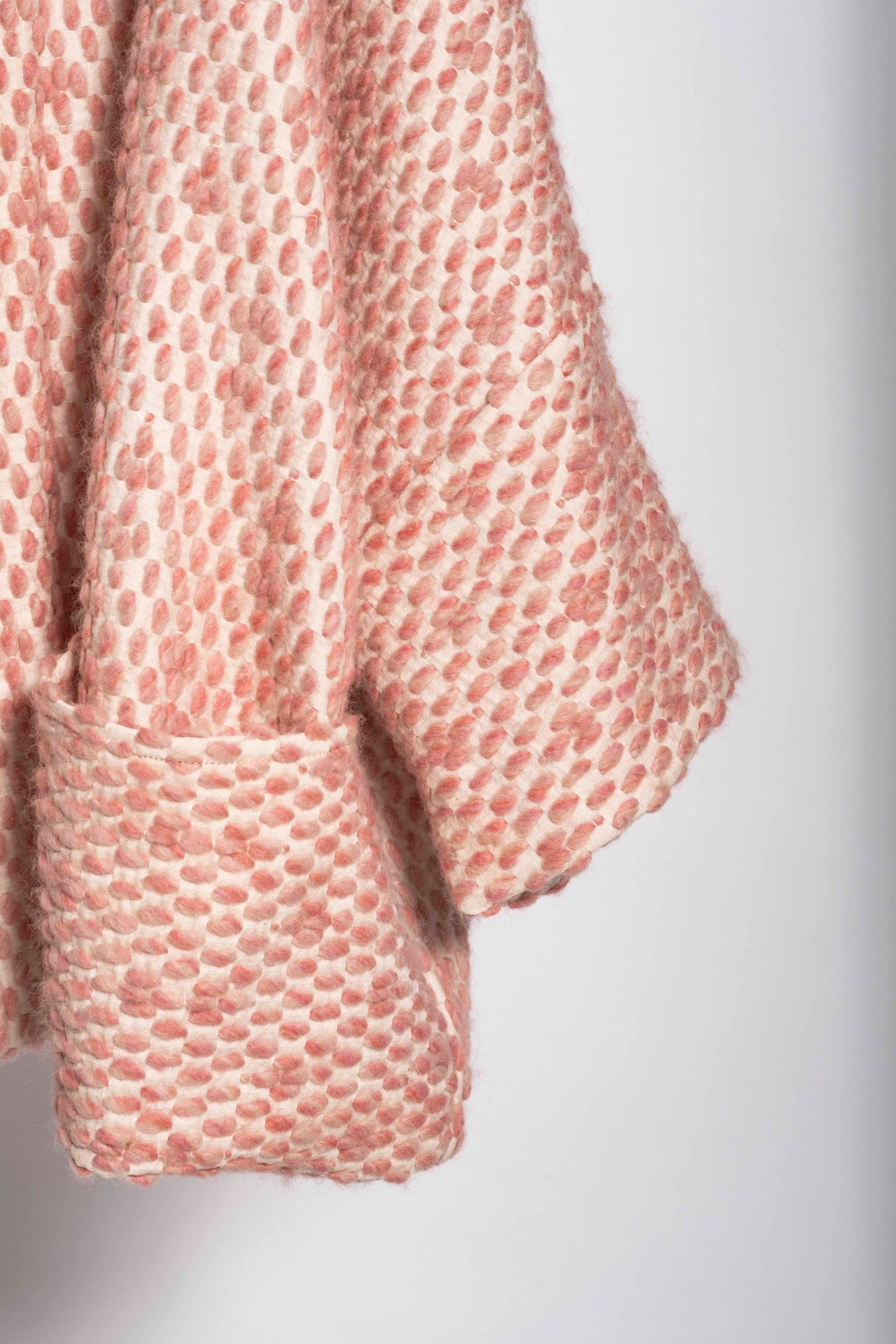 Giacca kimono rosa in lana