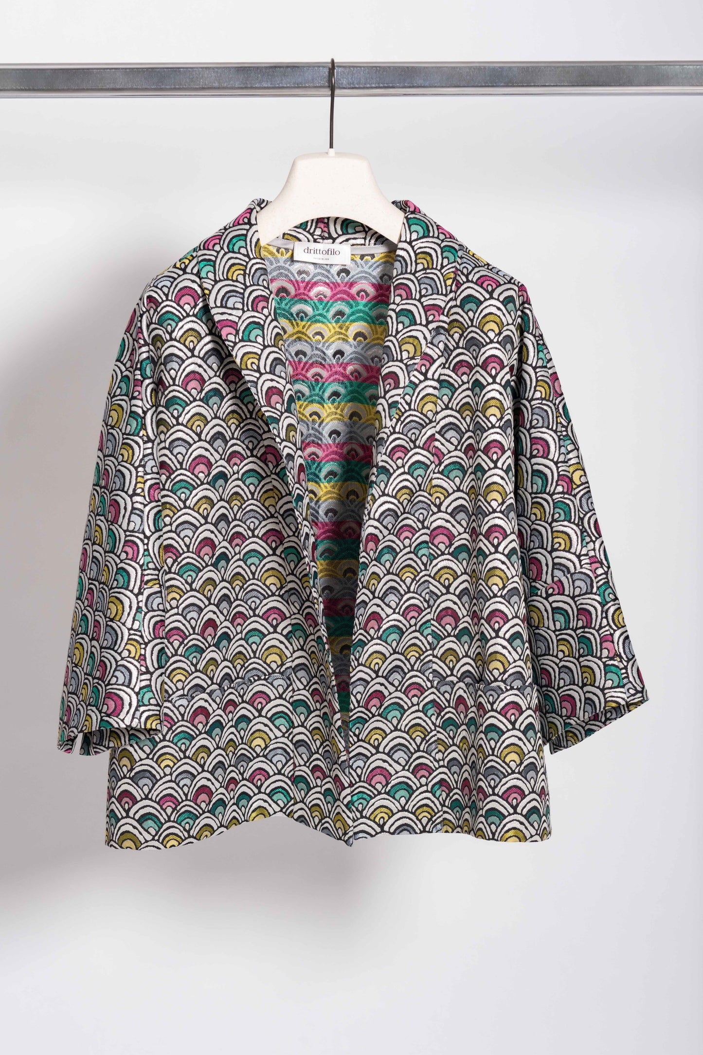 Giacca kimono piume di pavone