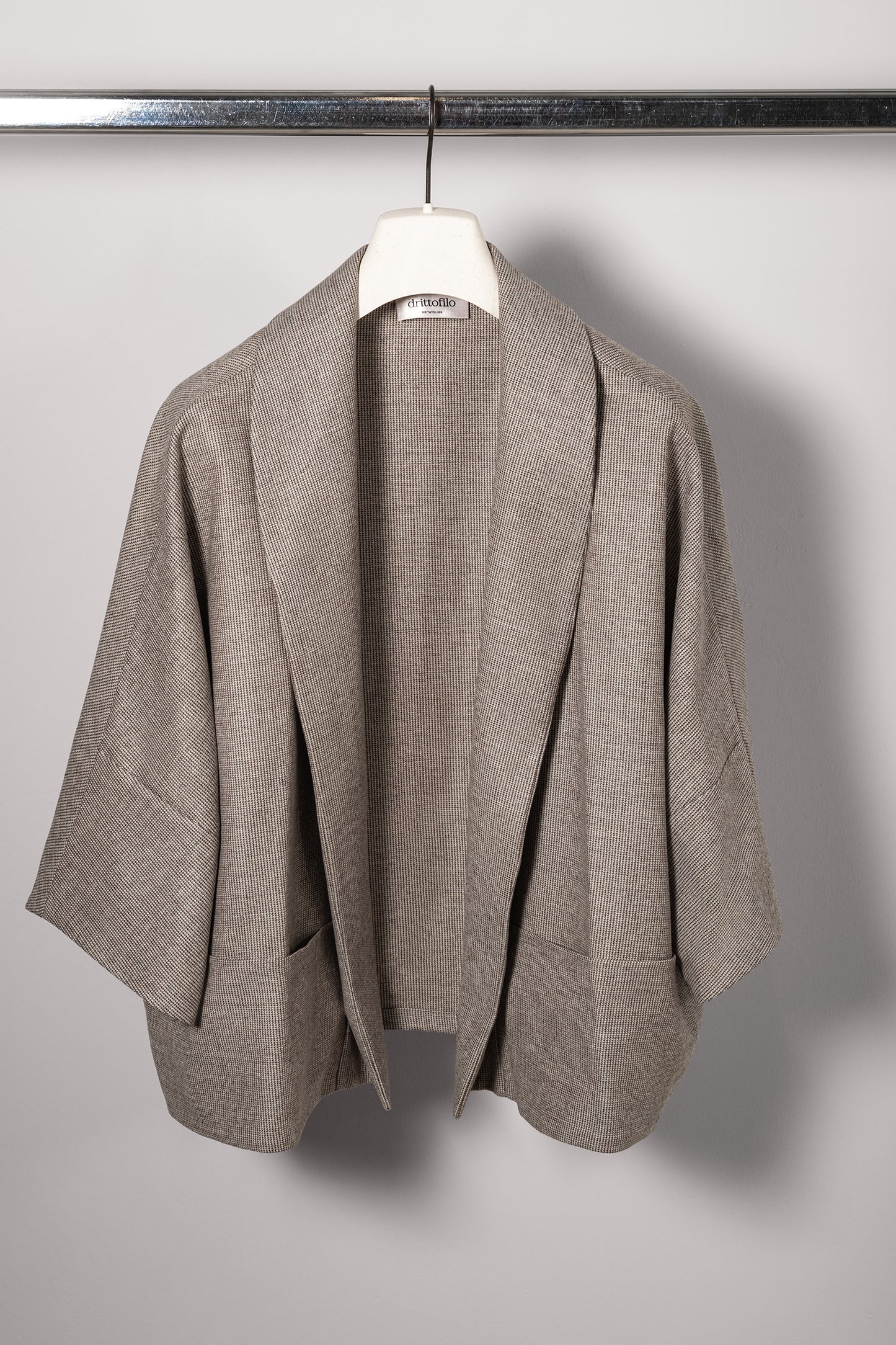 Cappa Kimono "Sandy Houndstooth" strutturata
