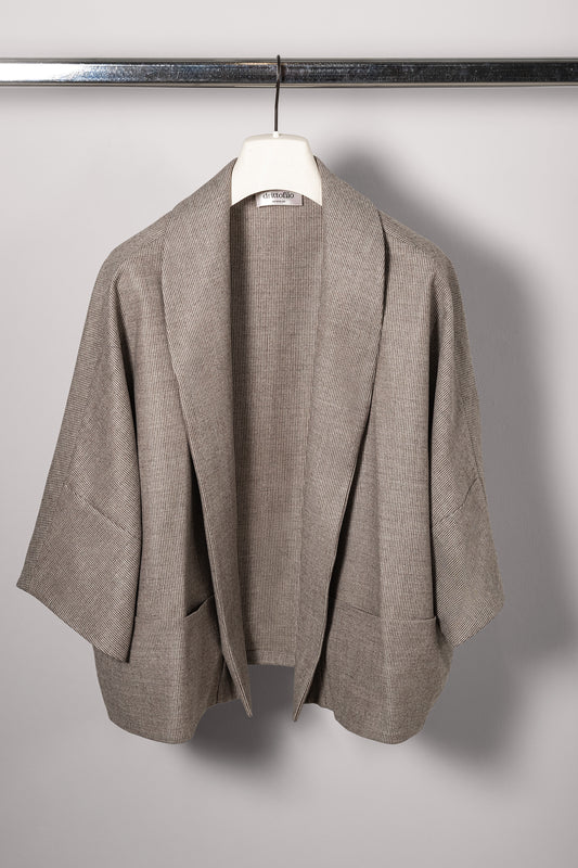 Cappa Kimono "Sandy Houndstooth" strutturata
