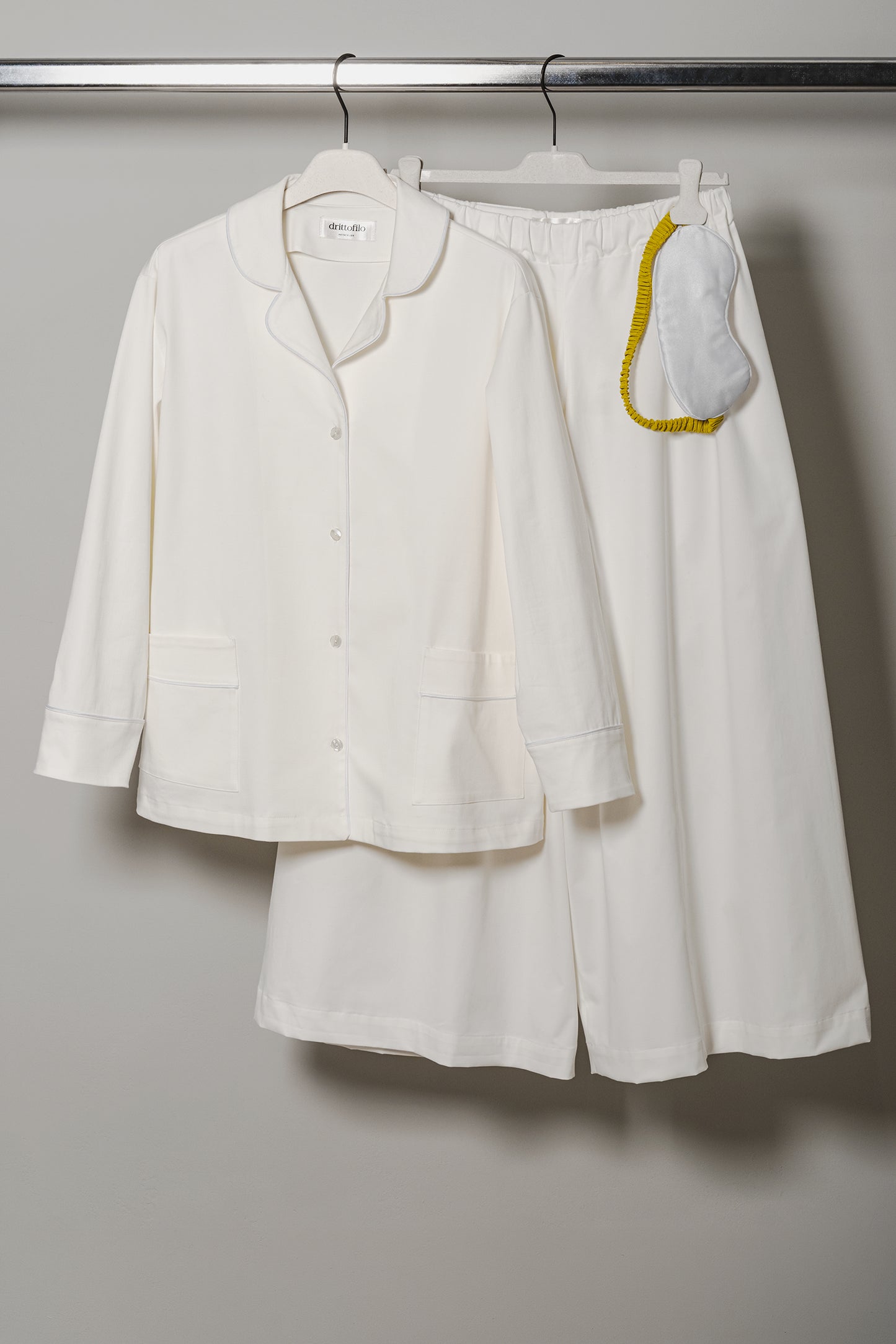 Mascherina da Notte Reversibile "Pure White & Saffron" in Seta