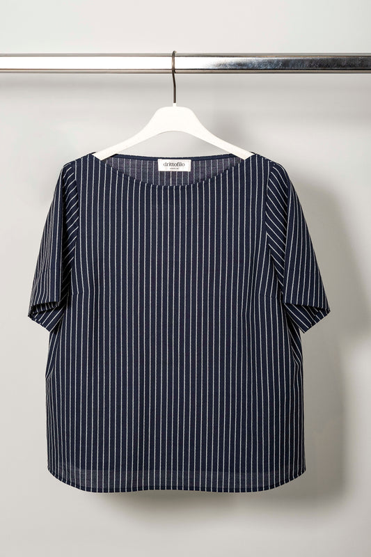 Maglietta scollo a barchetta "Navy Pinstripe"