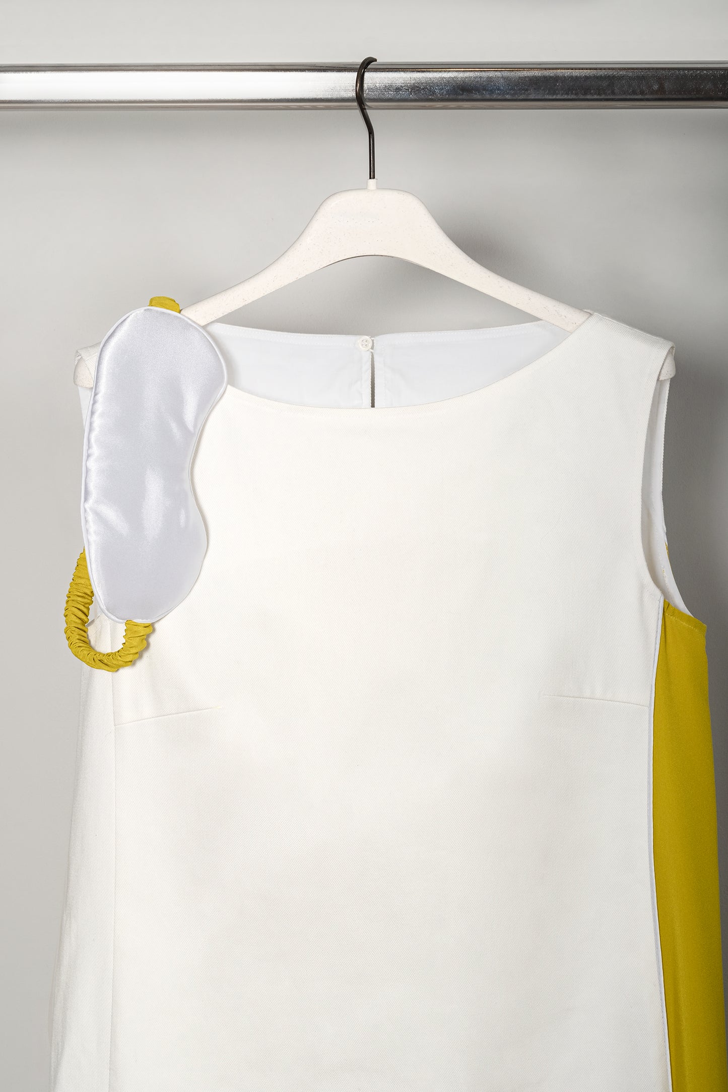 Mascherina da Notte Reversibile "Pure White & Saffron" in Seta