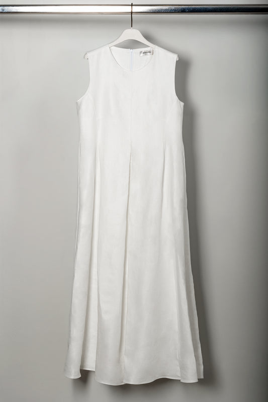 Abito Donatella "Pure White" con pieghe sartoriali