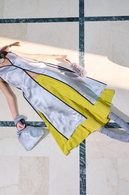 Gonna pantalone "Giallo Ocra" con pieghe strutturate