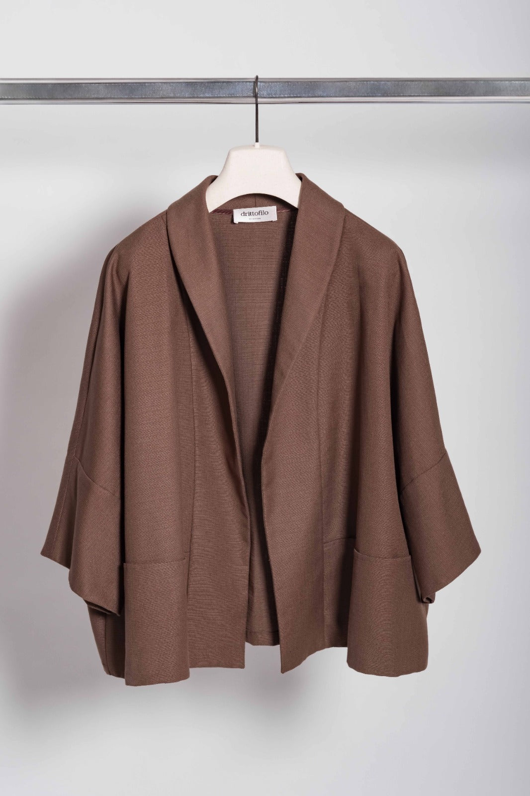 Giacca kimono in lana cammello